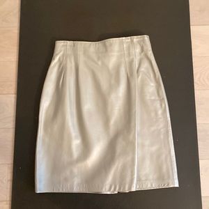 Vintage Silver Leather Skirt, Evan Davies, 28 inch waist